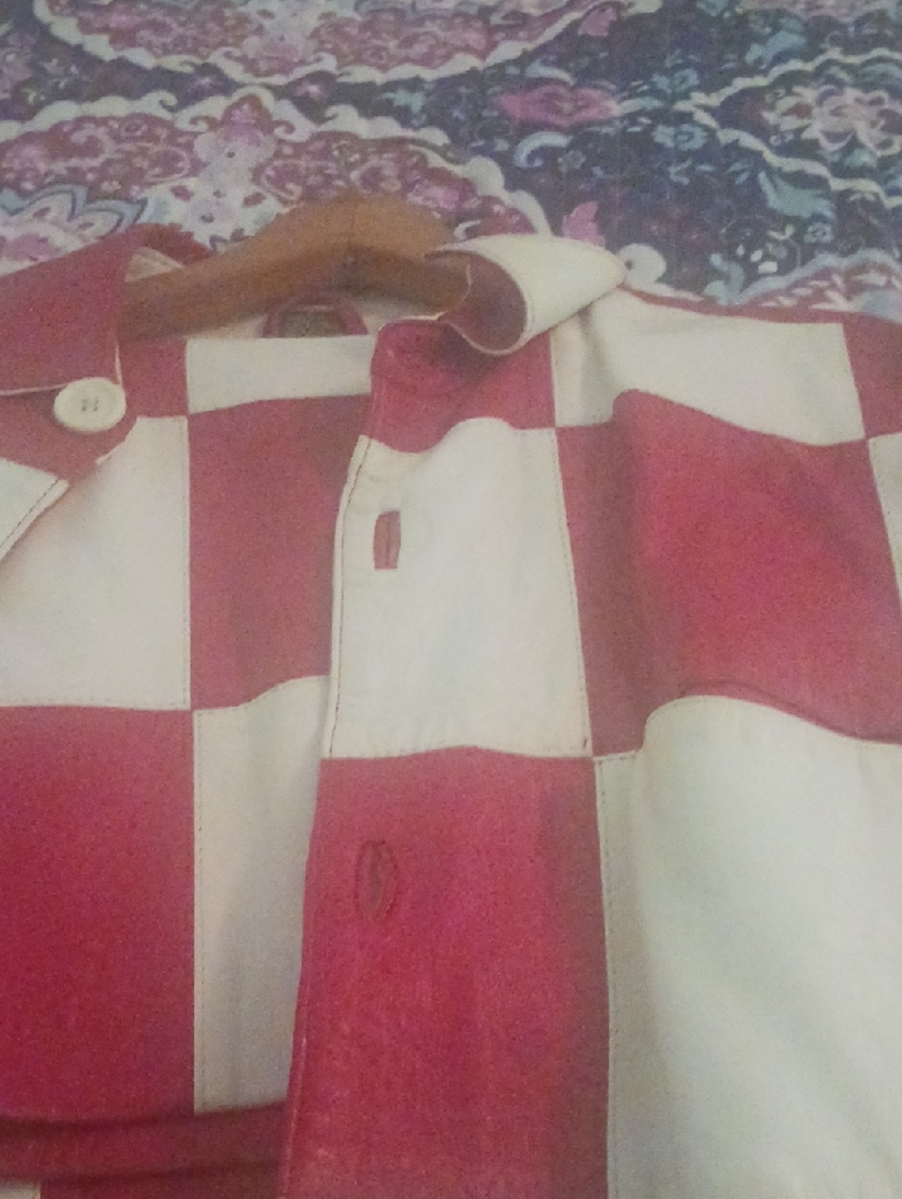 Men's Red and White Checkered Shorts
